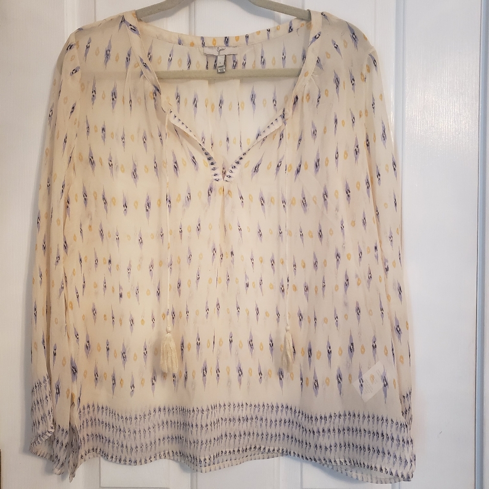 Revolve X Joie Auberon Ivory Silk Peasant Blouse Size L